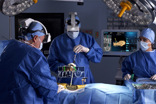 Spine surgery doctors performed in operation theater